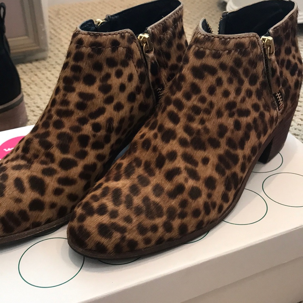 Leopard calf hair ankle booties